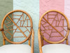 Set of Six McGuire Style Cracked Ice Rattan Dining Chairs