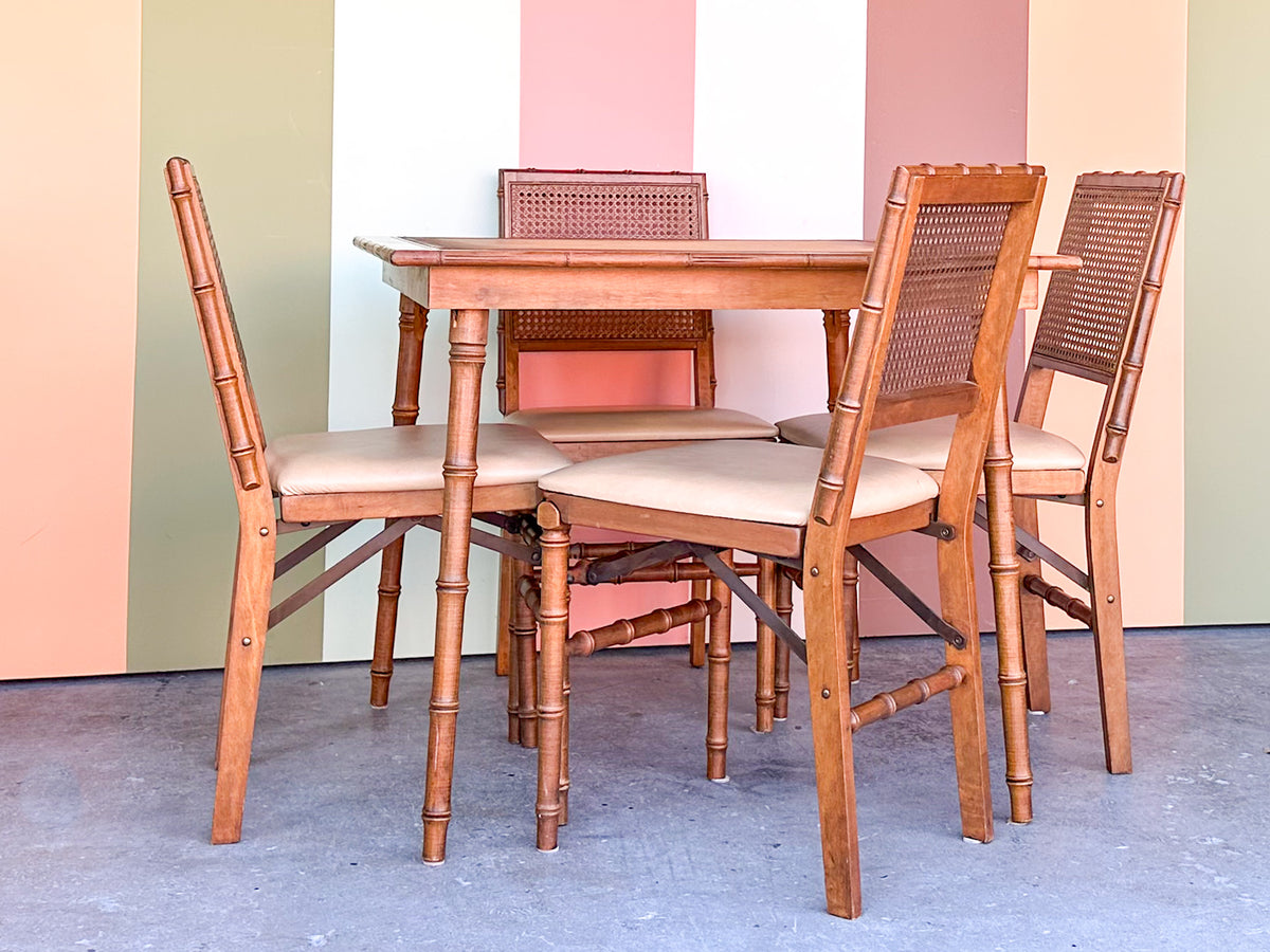 Faux Bamboo Folding Tables and Chairs Set