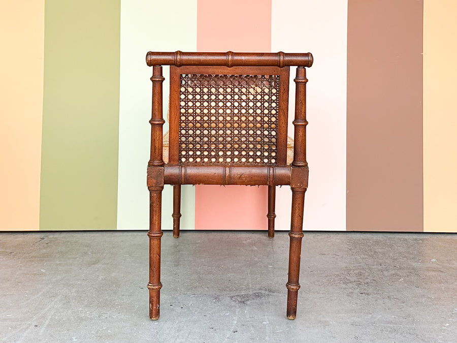 Handsome Thomasville Cane and Faux Bamboo Bench