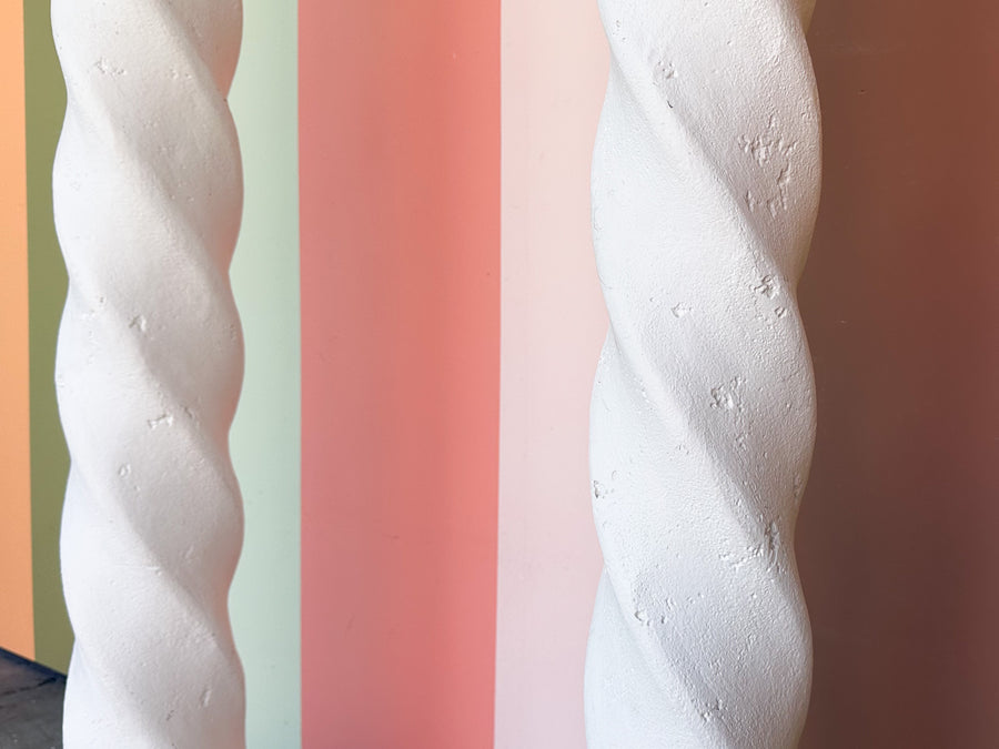 Pair of Totally 80's Plaster Swirl Floor Lamps