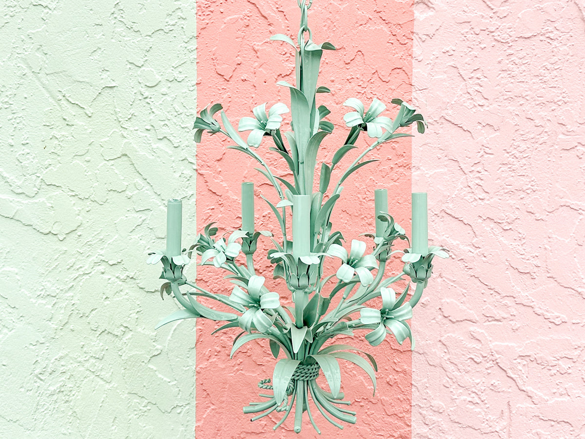 Southfield Green Floral Tole Chandelier