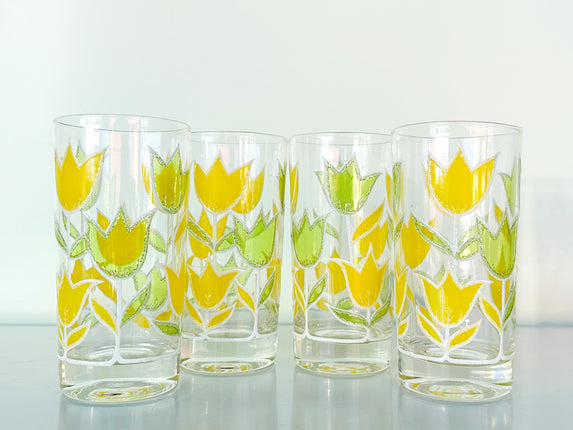 Set of Four Cute Tulip Glassware