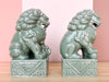 Pair of Celadon Foo Dogs