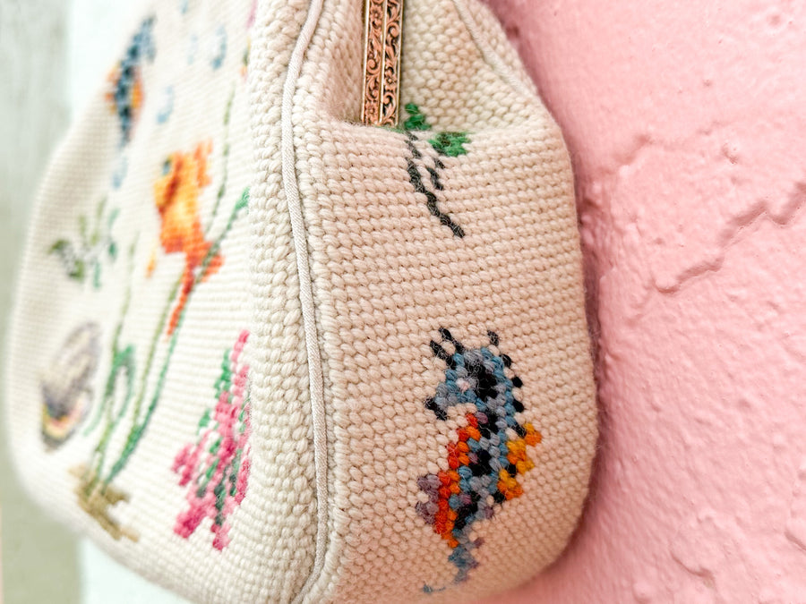 Granny Chic Needlepoint Fish Purse