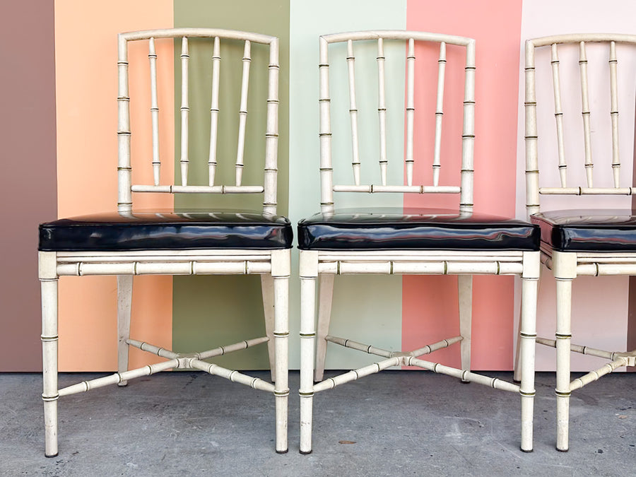 Set of Four Drexel Faux Bamboo Dining Chairs