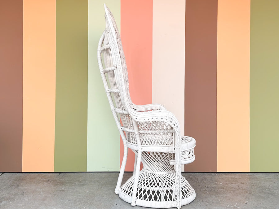 White Rattan Peacock Chair
