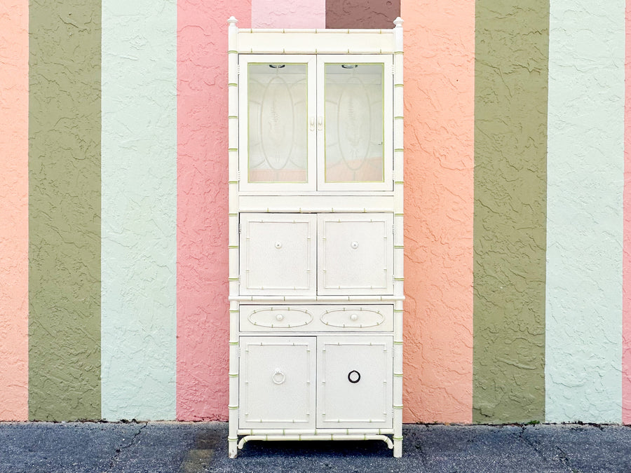 Pair of Thomasville Faux Bamboo Cabinets