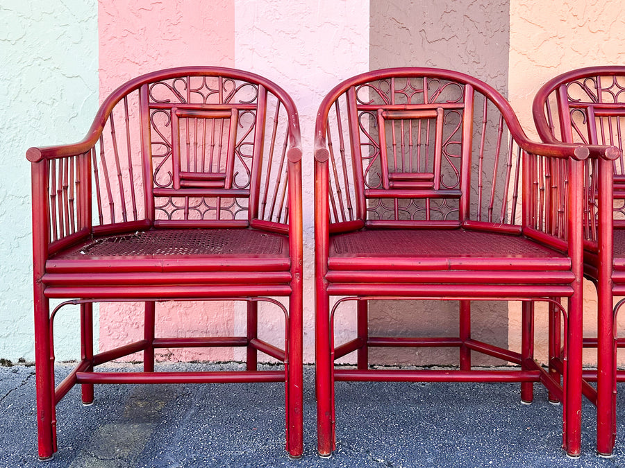 Brighton Style Red Rattan Dining Set