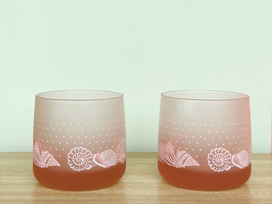 Set of Eight Pink Seashell Glassware