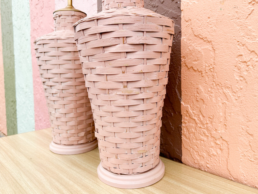 Pair of Pink Sands Basket Lamps