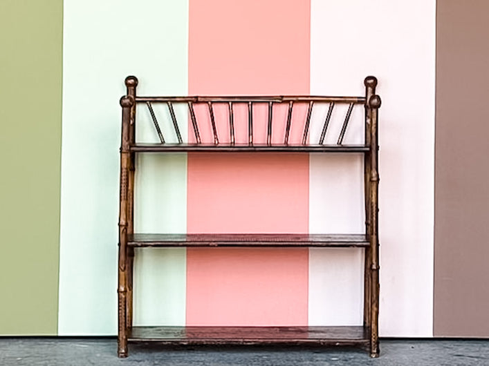 West Indies Style Wood and Bamboo Shelf