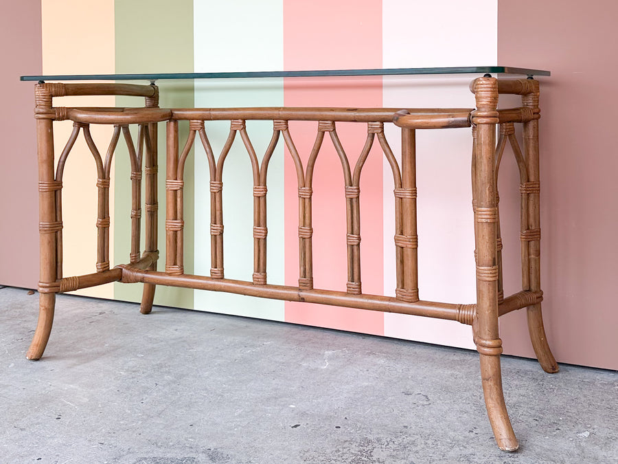 Cathedral Style Rattan Console