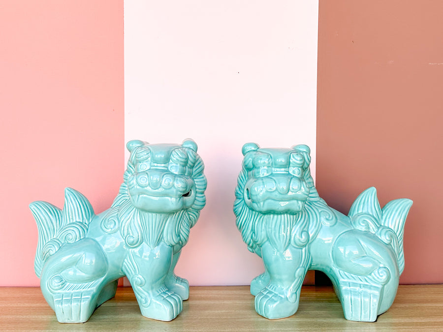 Pair of Turquoise Foo Dogs