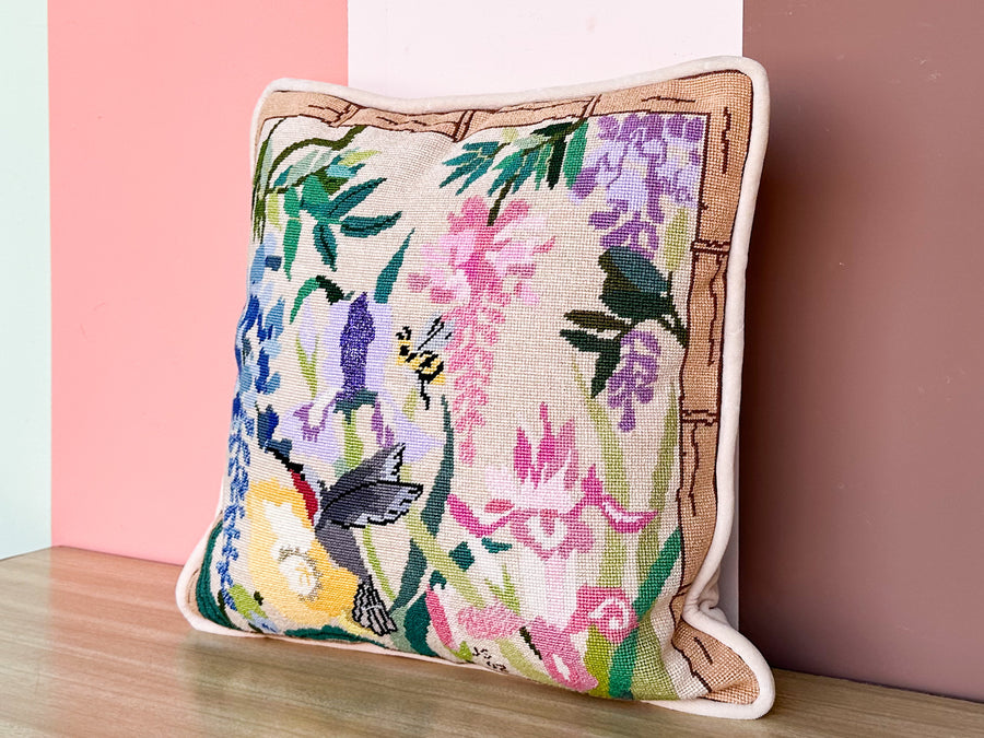 Hummingbird Needlepoint Pillow