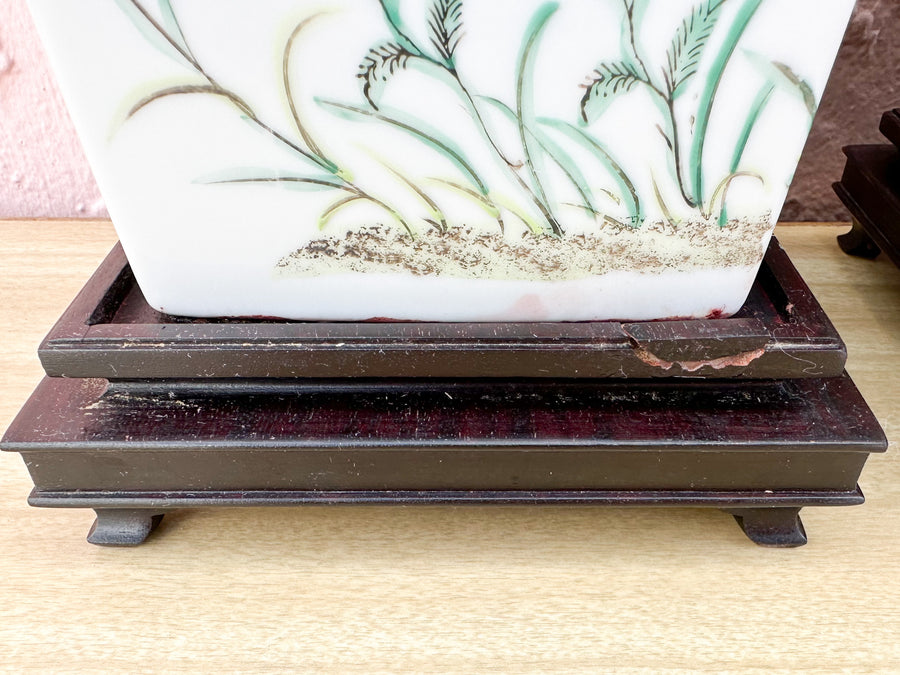 Pair of Colorful Chinoiserie Floral Lamps