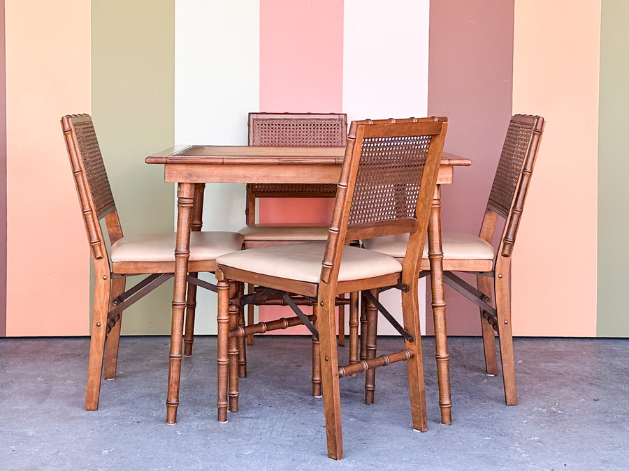 Faux Bamboo Folding Tables and Chairs Set