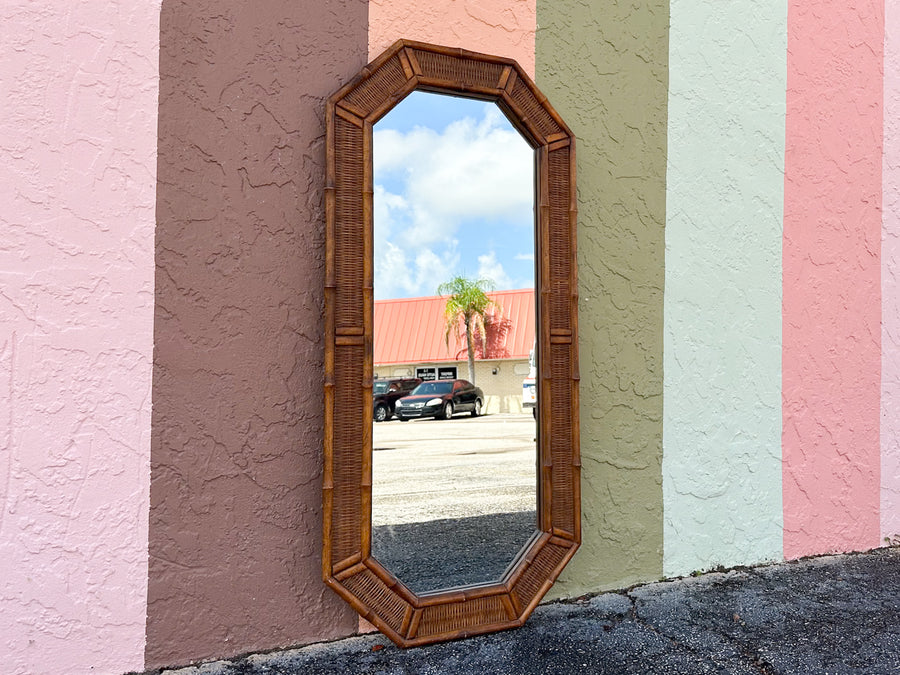 Faux Bamboo and Rattan Octagon Mirror