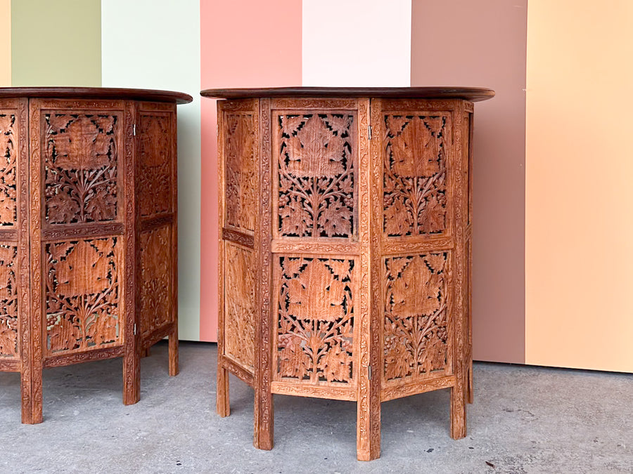 Pair of Hand Carved Moroccan Style Side Tables