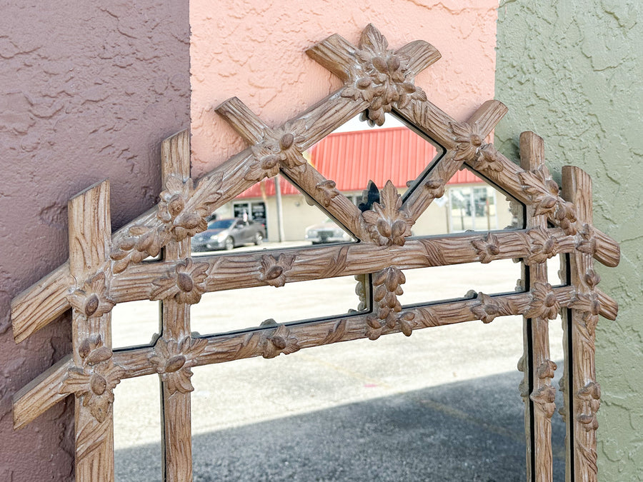Faux Bois Lattice Mirror