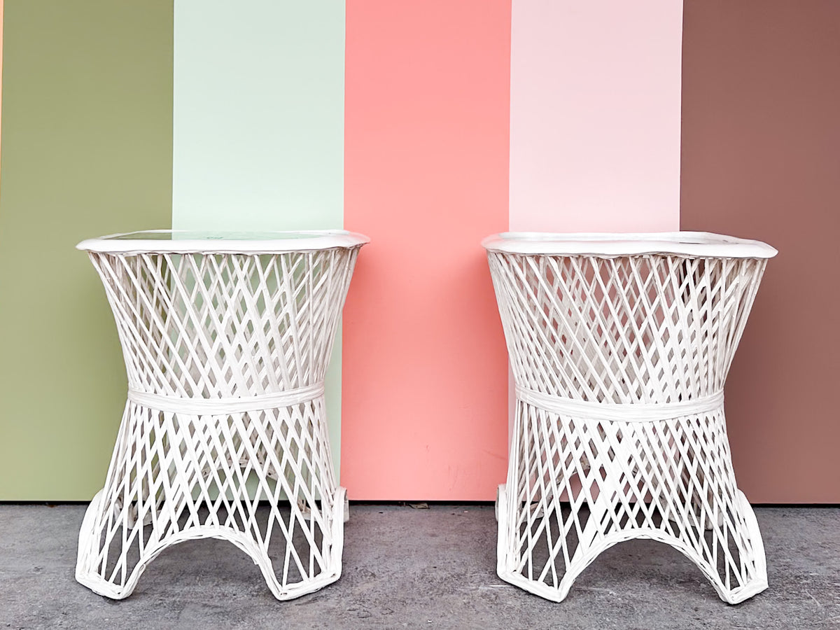 Pair of Russell Woodard Webspun Side Tables