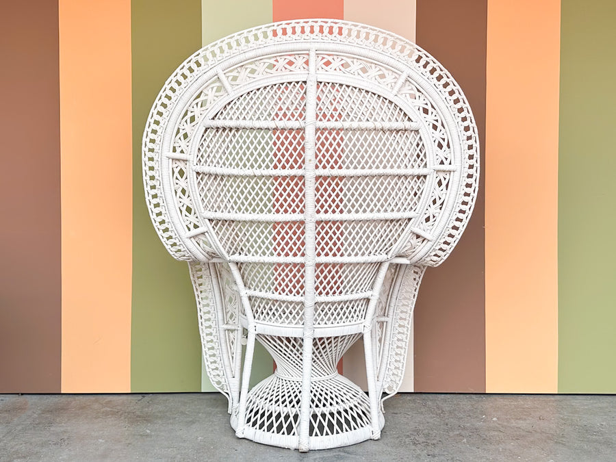 White Rattan Peacock Chair