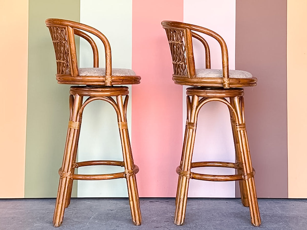Pair of Rattan Bar Stools