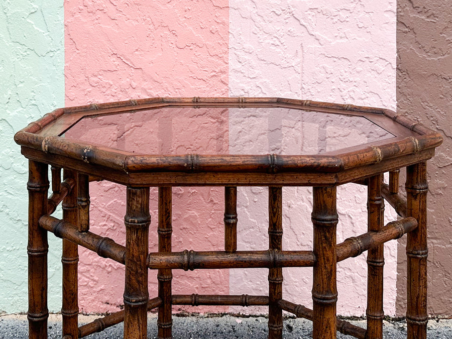 Handsome Faux Bamboo Side Table