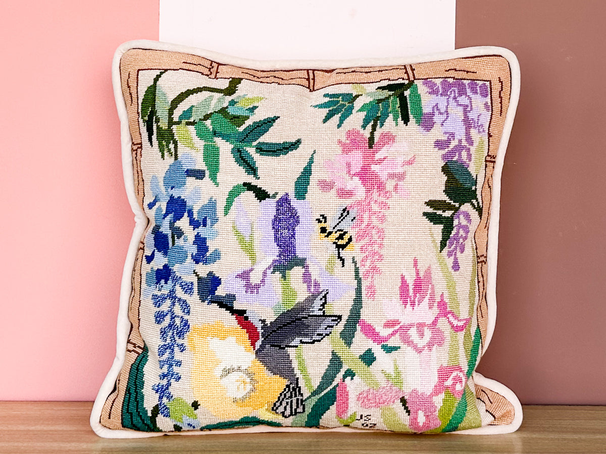Hummingbird Needlepoint Pillow