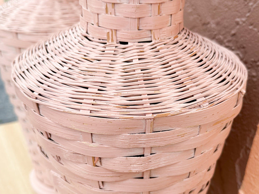 Pair of Pink Sands Basket Lamps