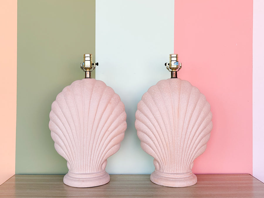 Pair of Pink Chic Shell Lamps