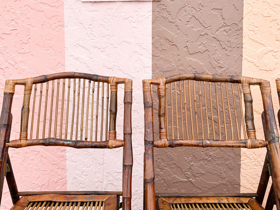 Set of Four Bamboo Folding Chairs