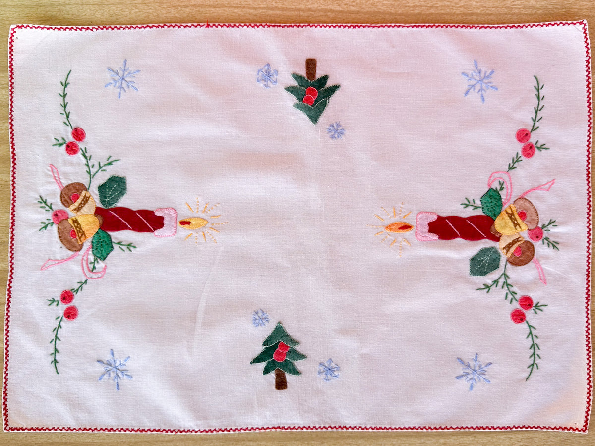Set of Five Colorful Embroidered Placemats