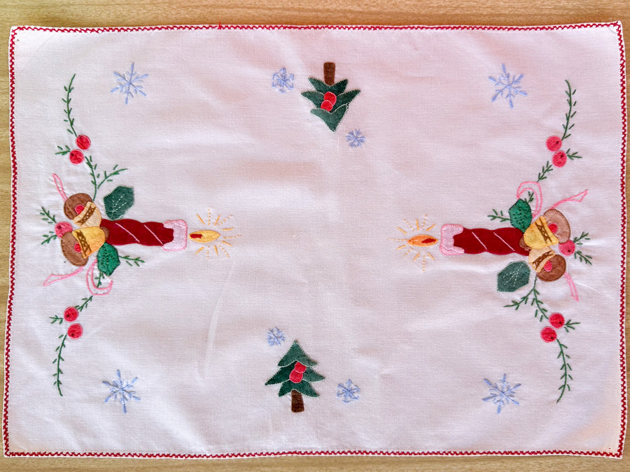 Set of Five Colorful Embroidered Placemats