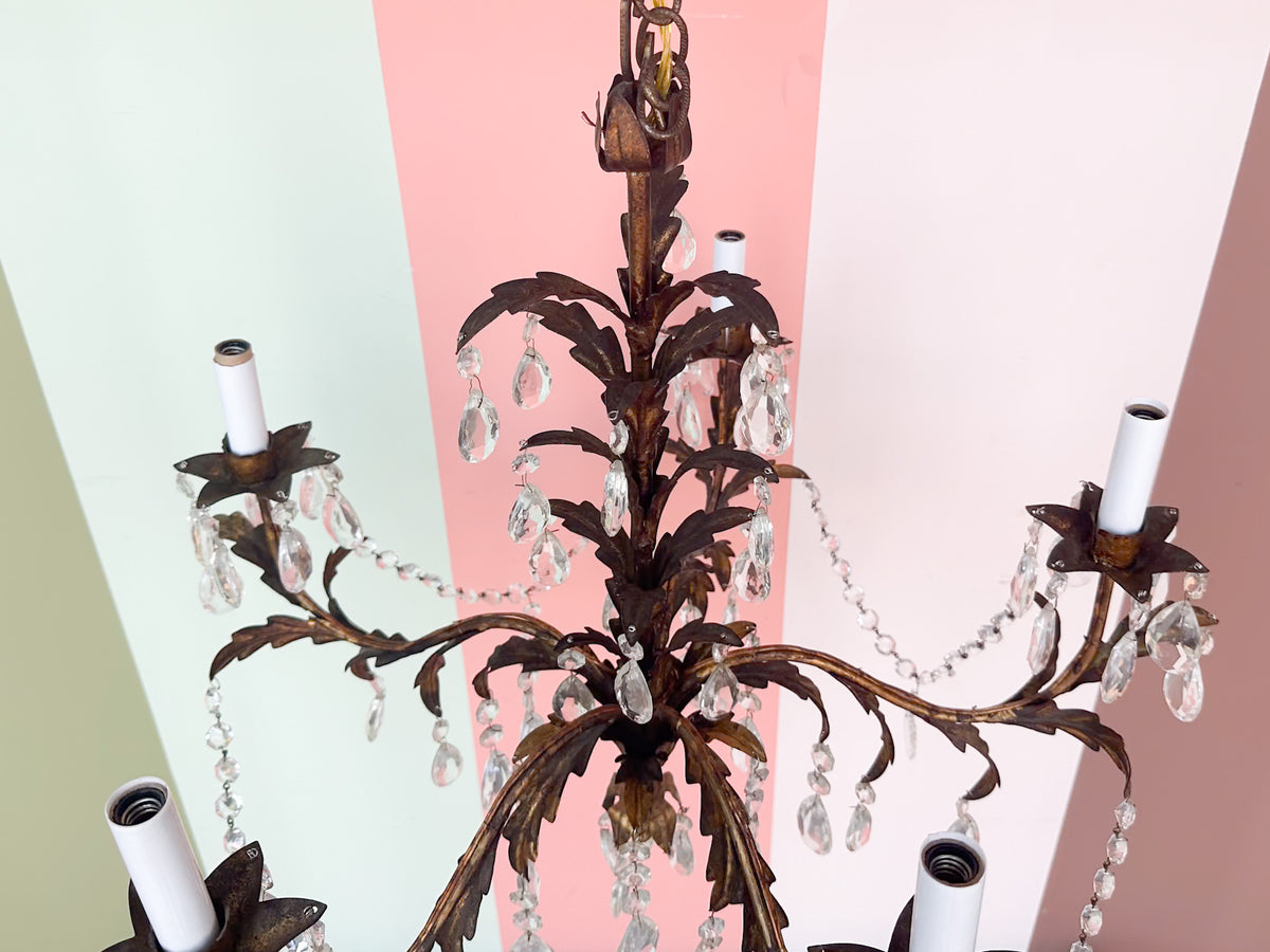 Italian Gilt and Crystal Chandelier