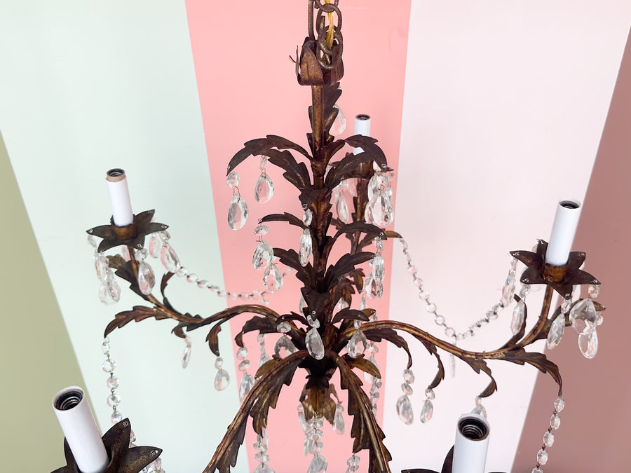 Italian Gilt and Crystal Chandelier