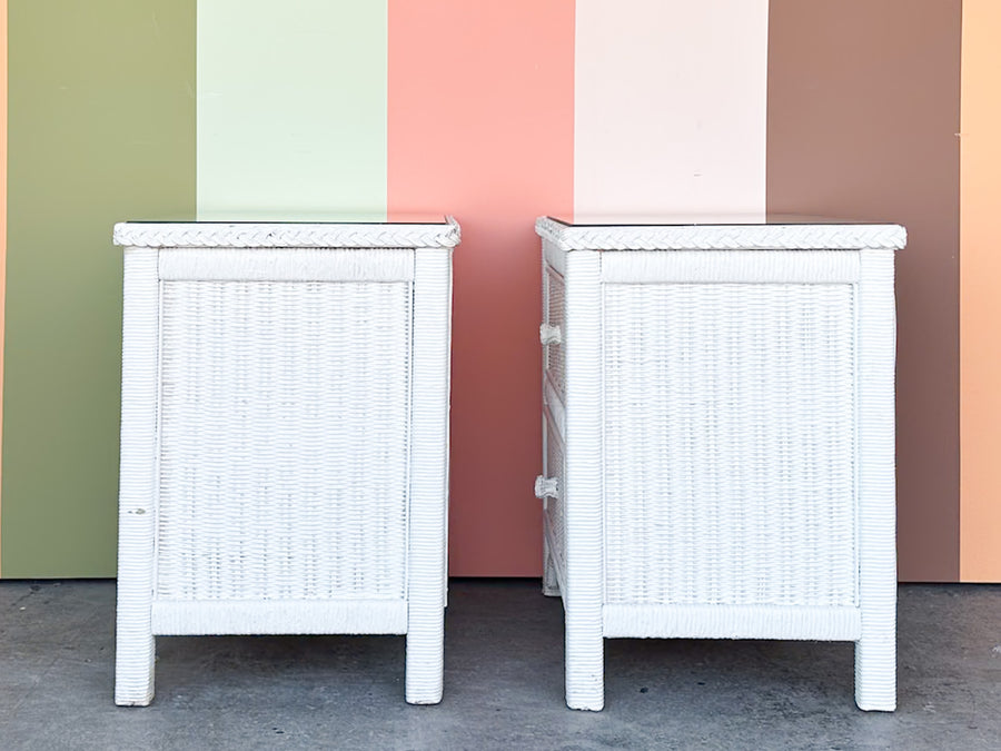 Pair of Henry Link Wicker Nightstands