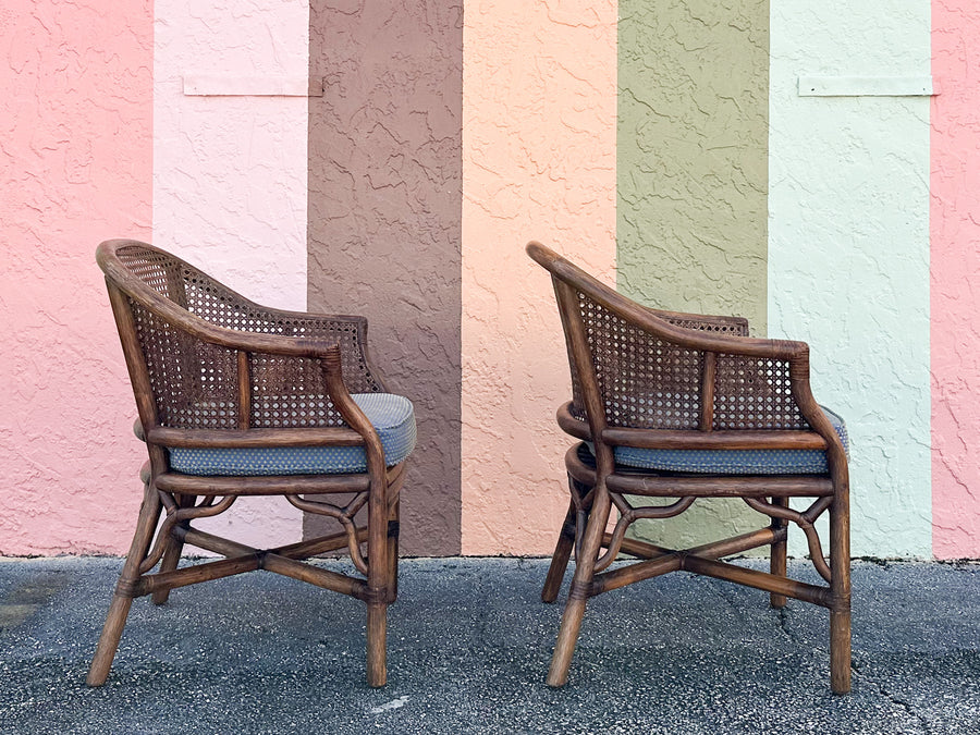 Pair of Handsome Cane Barrel Chairs