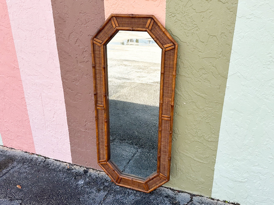 Faux Bamboo and Rattan Octagon Mirror