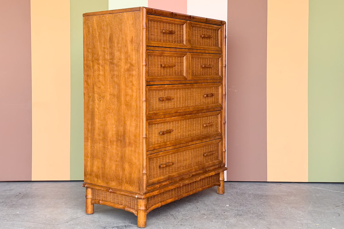 Island Style Faux Bamboo Tall Chest