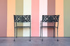 Set of Four Shell Motif Cast Iron Chairs