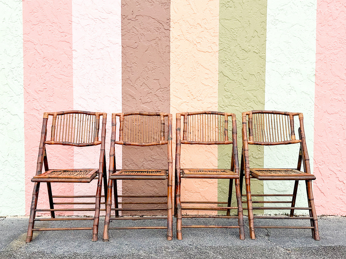 Set of Four Bamboo Folding Chairs