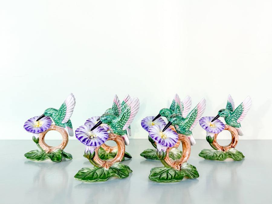 Set of Six Fitz and Floyd Hummingbird Napkin Rings