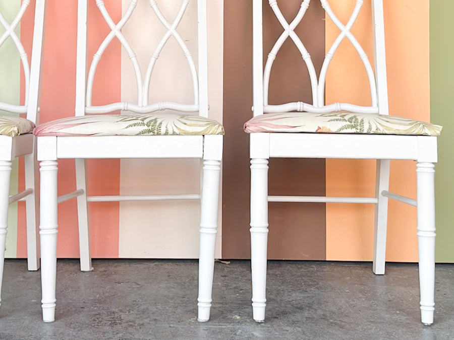 Set of Four Thomasville Faux Bamboo Dining Chairs