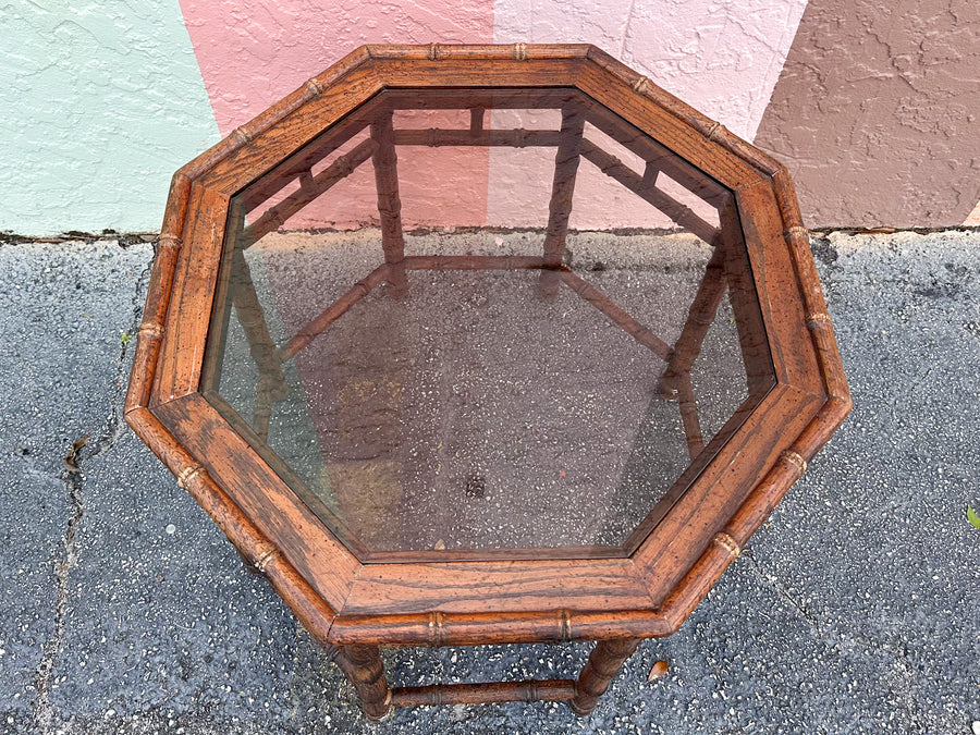 Handsome Faux Bamboo Side Table