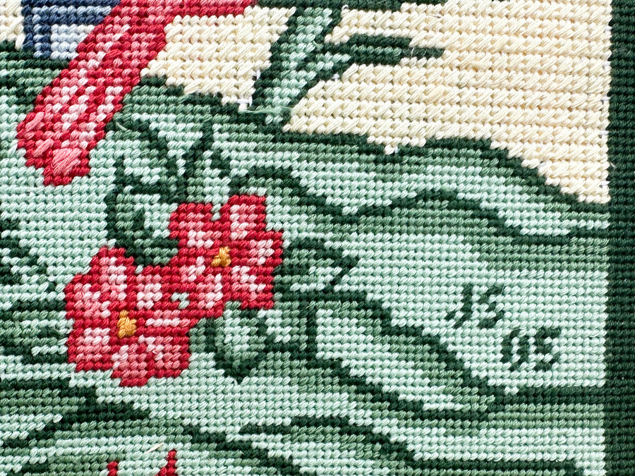Blue Pagoda Needlepoint Framed Art