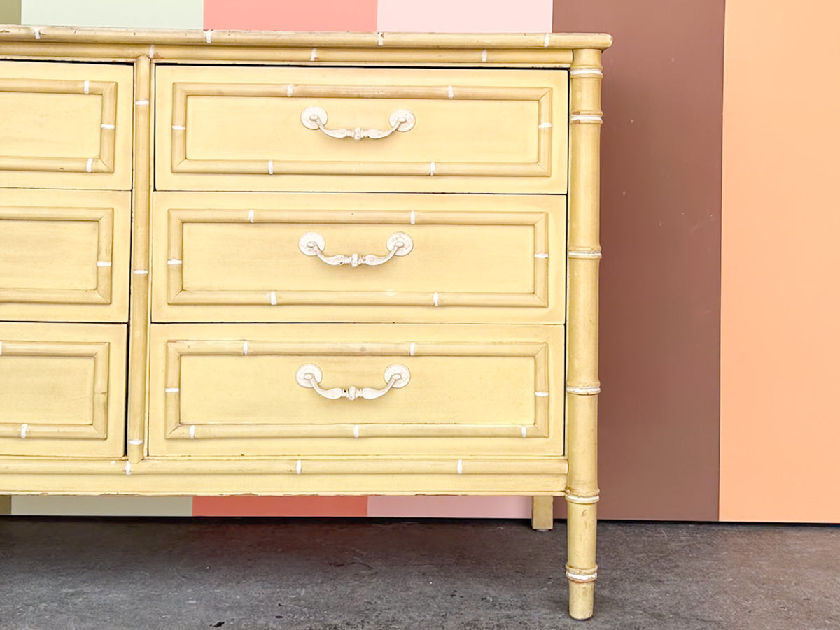 Yellow Faux Bamboo Double Dresser