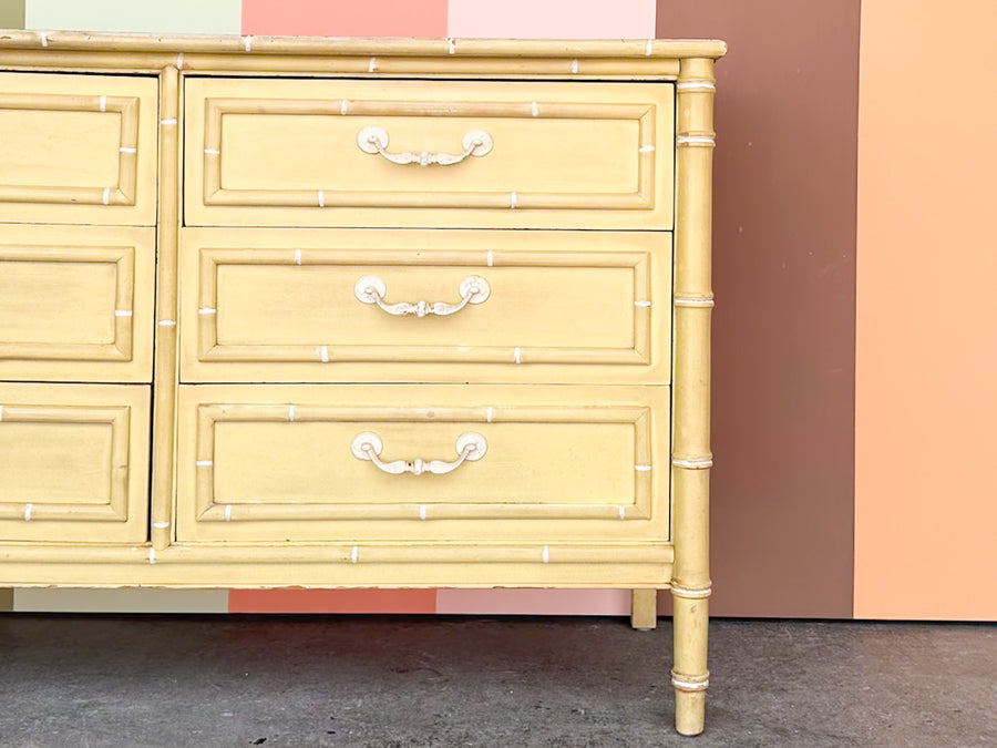 Yellow Faux Bamboo Double Dresser