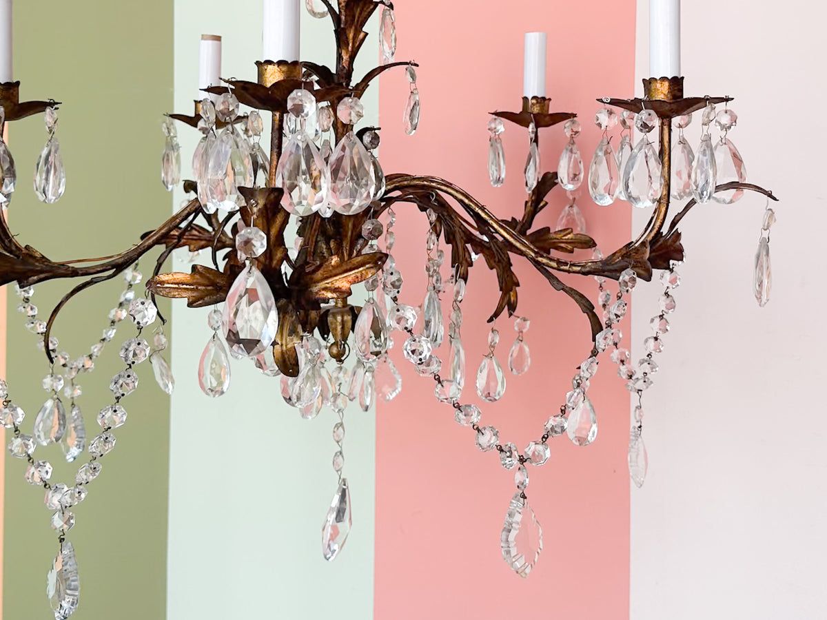 Italian Gilt and Crystal Chandelier