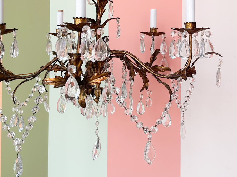 Italian Gilt and Crystal Chandelier
