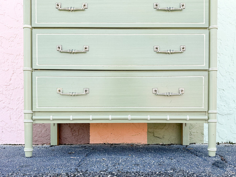 Seafoam Faux Bamboo Tall Chest